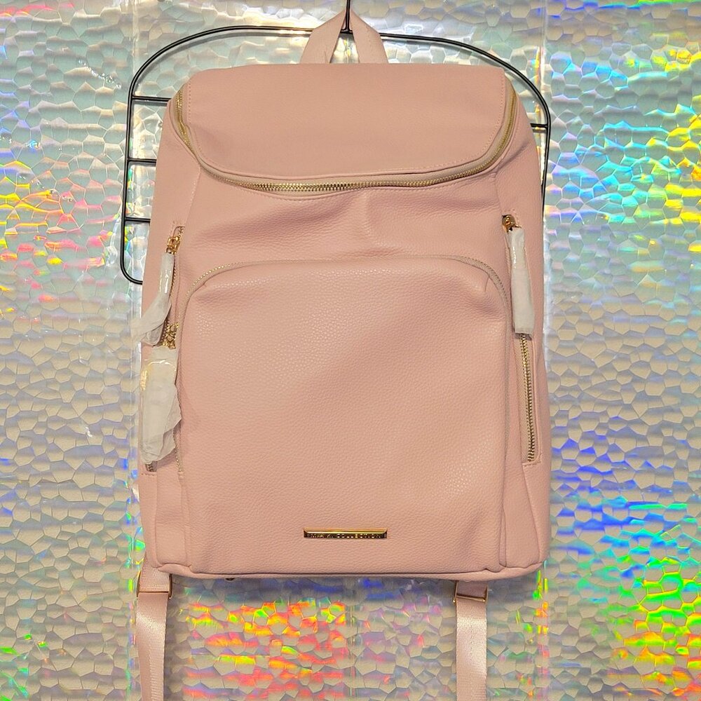 MKF Pink Faux Leather Laptop Backpack